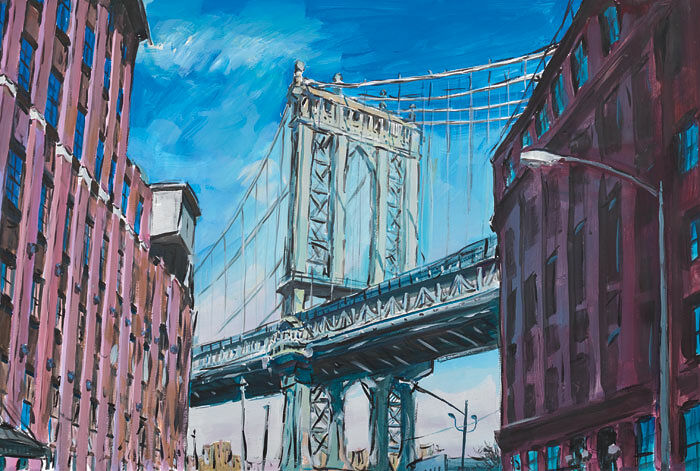 Manhattan-Bridge,-Downtown-New-York,-2015–2016.-Watercolour-on-paper,-89.2-x-121