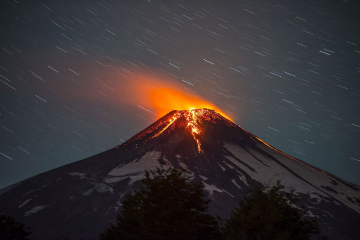 Volcano Villarrica eruption