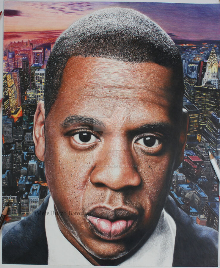 TimeLapse Shows Artist Drawing Photorealistic JayZ Portrait