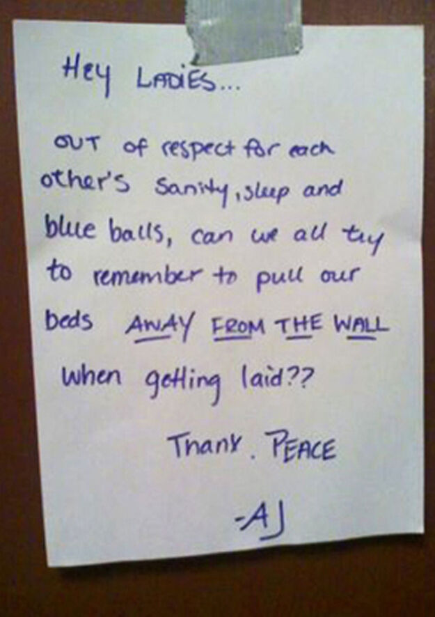 Hilarious Notes Asking Neighbours To Stop Having Loud Sex