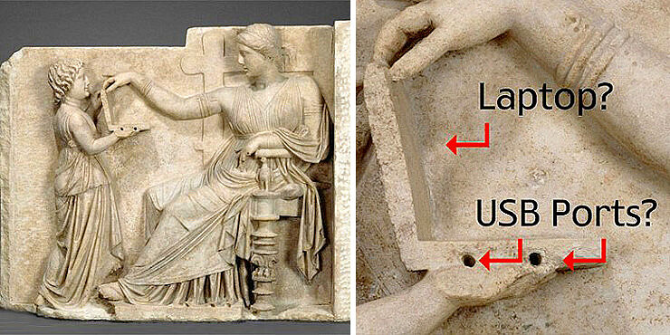 Ancient Greek Sculpture Shows Woman Using 'Laptop'
