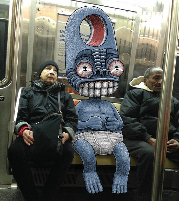 Artist Draws Monsters Sat Next To Strangers On Nyc Subway