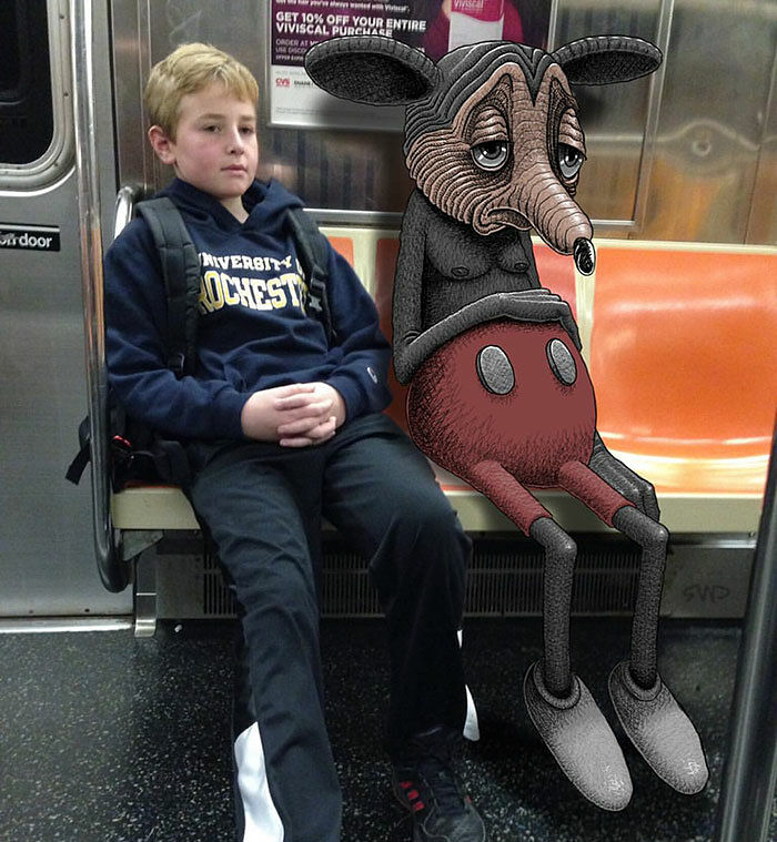 Artist Draws Monsters Sat Next To Strangers On NYC Subway