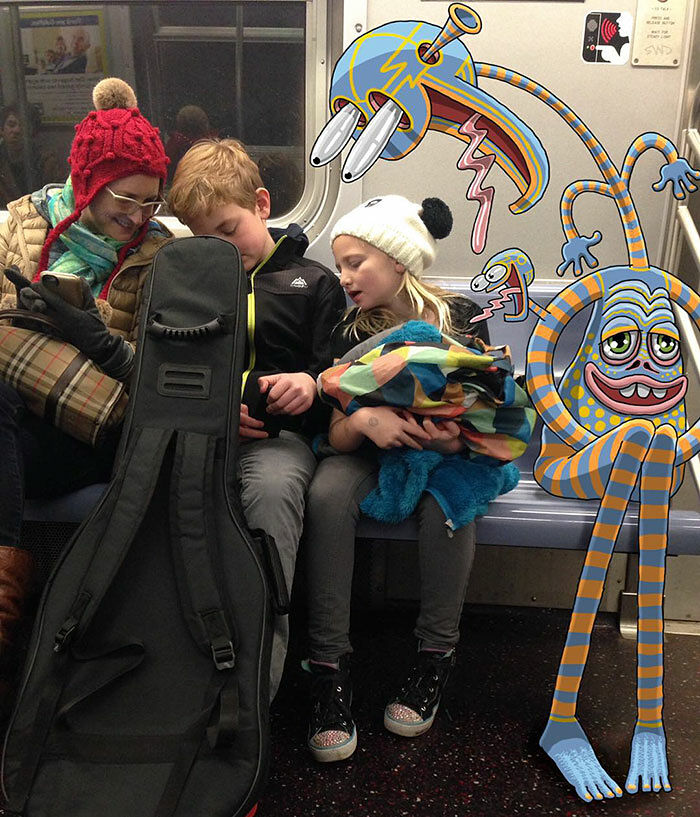 Artist Draws Monsters Sat Next To Strangers On NYC Subway