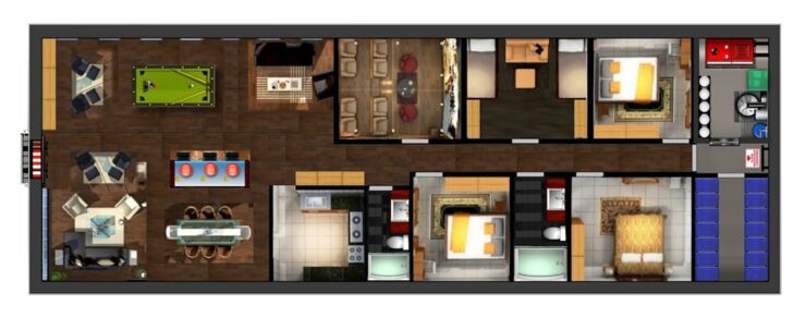 in-this-rendering-we-see-a-three-bedroom-home-complete-with-a-kitchen-living-room-storage-closet-and-home-theater-the-blast-door-is-not-large-enough-for-a-garage